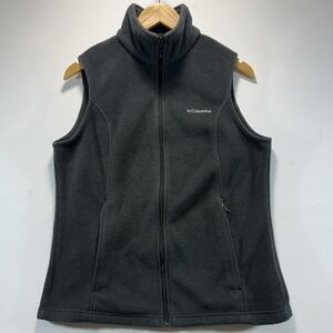 Columbia Vest Men's M Black Fleece Full Zip Sleeveless Outdoor Hiking